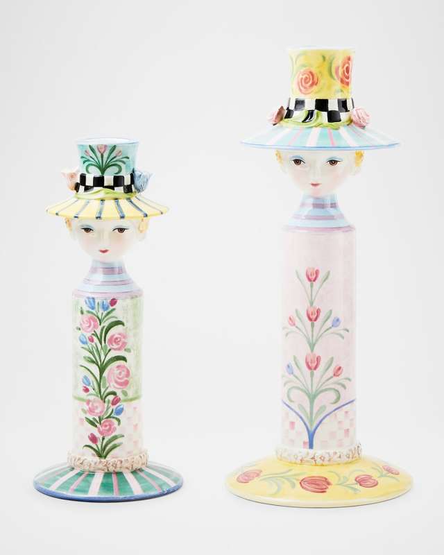 Rosy Meadow Lady Candle Holders, Set of 2